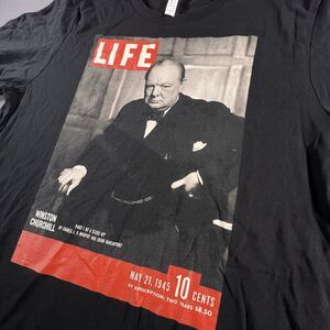 LIFE Magazine 1945 Edition Winston Churchill Cover Art Graphic Tee Size LARGE